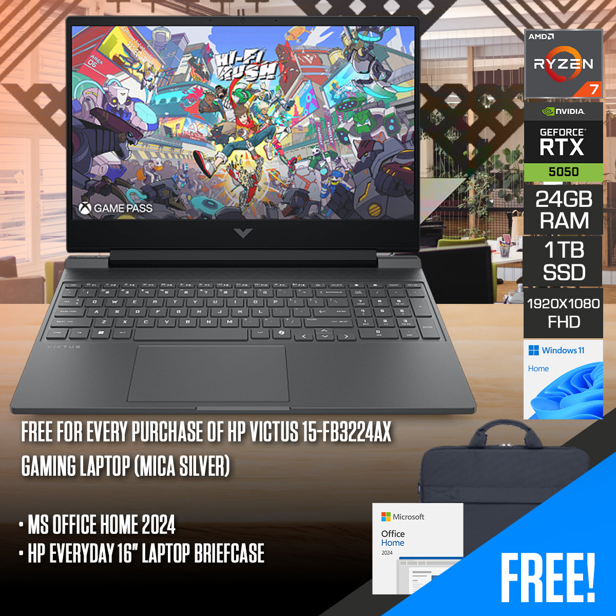HP Victus 15-fb3224AX Gaming Laptop (Mica Silver) | DataBlitz